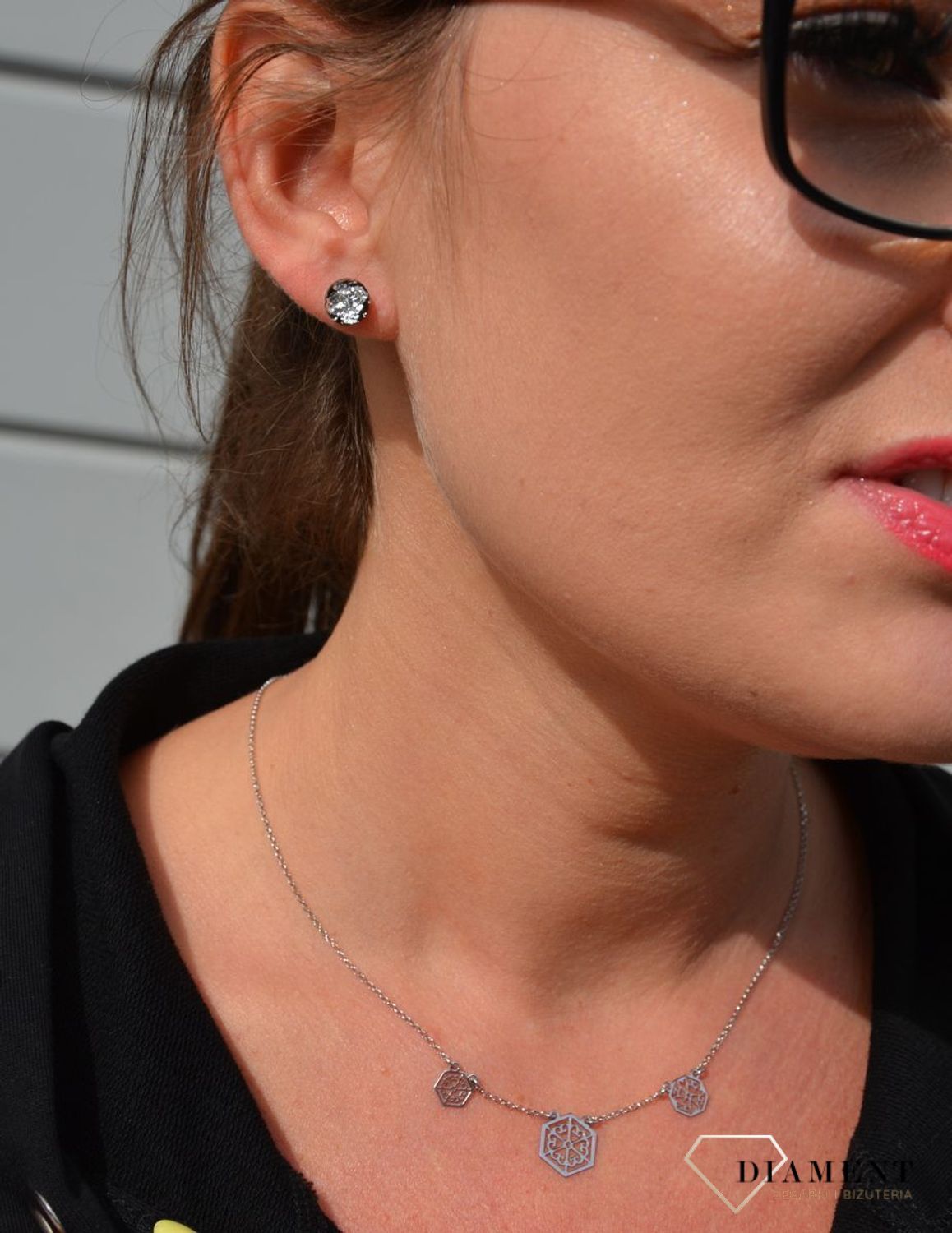 Kolczyki srebrne szkło weneckie srebrne Murano 04.jpg